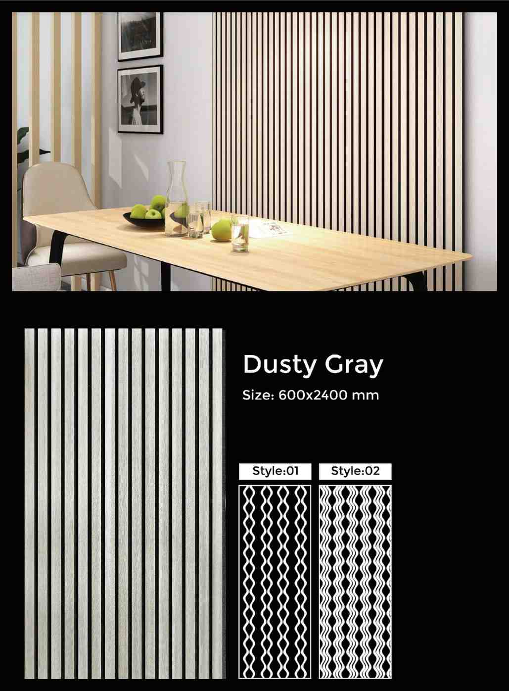 Dusty Gray acoustic slat wall panel