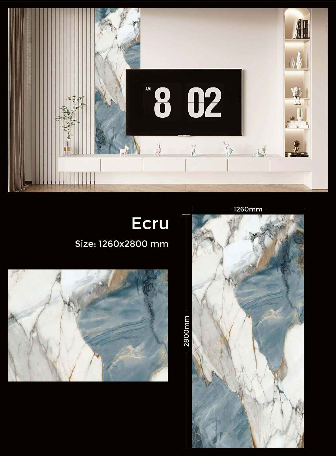 Ecru UV polished marble wall panel