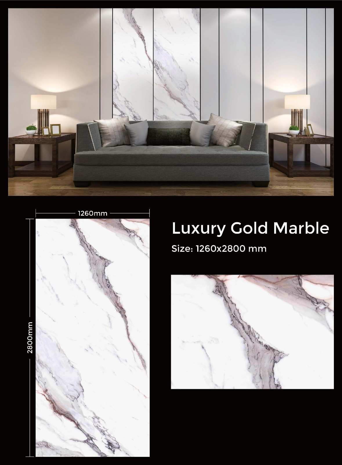 Luxury Gold UV polished marble wall panel