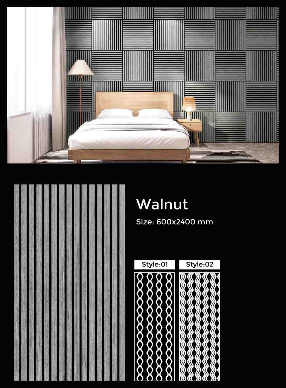 Walnut acoustic slat wall panel